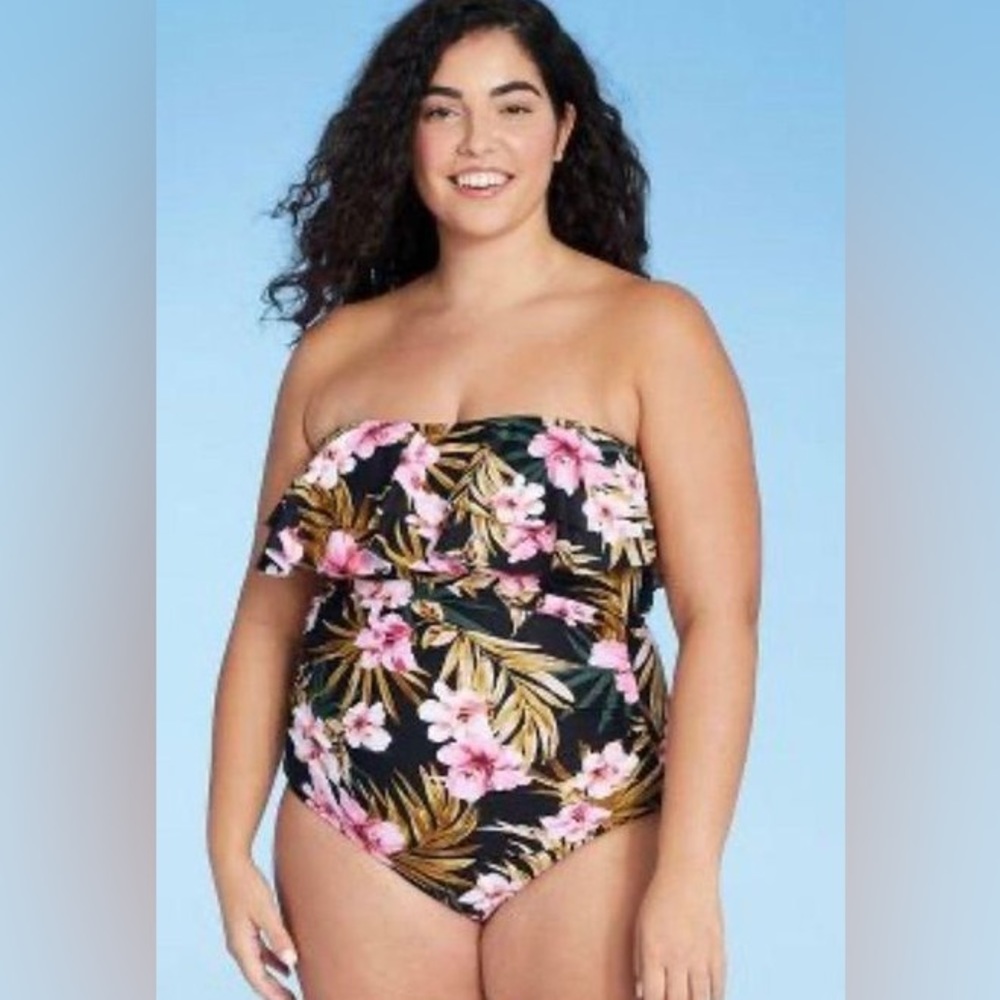 Kona Sol One Piece Double Flounce Front Full Coverage Swimsuit